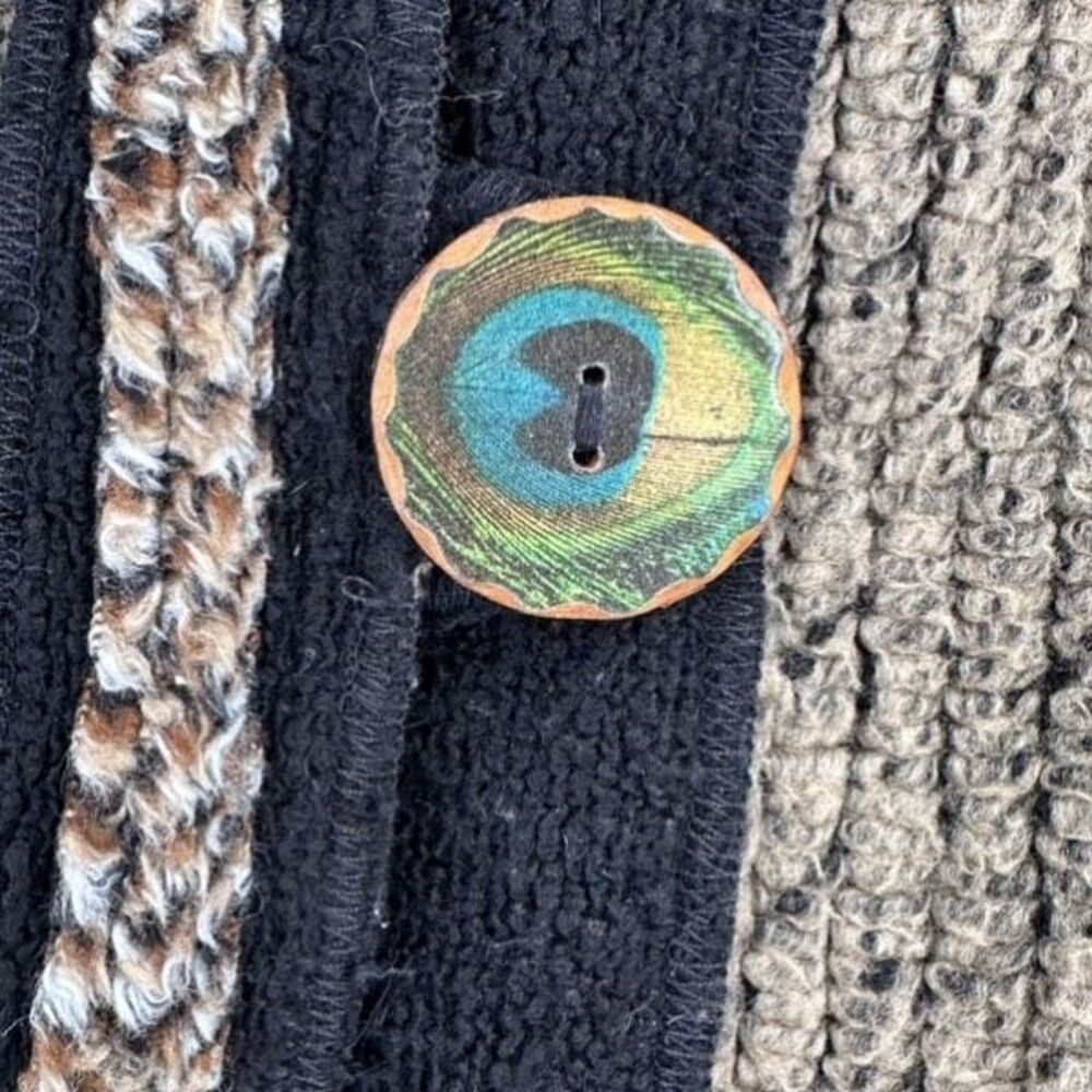 VTG Lee Andersen Womens Color-block Metallic Button Front Cardigan Jacket Medium - Picture 10 of 14